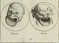 An illustration from Francisci Ficoronii Reg. Lond. Acad. socii dissertatio de larvis scenicis et figuris comicis antiquorum Romanorum, et ex Italica in Latinam linguam versa (1754)