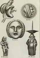 An illustration from Francisci Ficoronii Reg. Lond. Acad. socii dissertatio de larvis scenicis et figuris comicis antiquorum Romanorum, et ex Italica in Latinam linguam versa (1754)