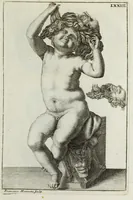 An illustration from Francisci Ficoronii Reg. Lond. Acad. socii dissertatio de larvis scenicis et figuris comicis antiquorum Romanorum, et ex Italica in Latinam linguam versa (1754)