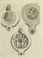 An illustration from Francisci Ficoronii Reg. Lond. Acad. socii dissertatio de larvis scenicis et figuris comicis antiquorum Romanorum, et ex Italica in Latinam linguam versa (1754)