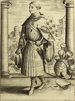 An illustration from Francisci Haraei Annales ducum seu principum Brabantiae totiusq. Belgii : tomi tres : quorum primo solius Brabantiae, secundo Belgii vniti principum res gestae, tertio belgici tumultus, vsque ad inducias anno M. DC. IX. pactas, enarrantur : cum ducum seu principum imaginibus, et breui rerum per omnem Europam illustrium narratione (1623)