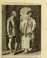 An illustration from Francisci Haraei Annales ducum seu principum Brabantiae totiusq. Belgii : tomi tres : quorum primo solius Brabantiae, secundo Belgii vniti principum res gestae, tertio belgici tumultus, vsque ad inducias anno M. DC. IX. pactas, enarrantur : cum ducum seu principum imaginibus, et breui rerum per omnem Europam illustrium narratione (1623)