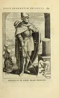 An illustration from Francisci Haraei Annales ducum seu principum Brabantiae totiusq. Belgii : tomi tres : quorum primo solius Brabantiae, secundo Belgii vniti principum res gestae, tertio belgici tumultus, vsque ad inducias anno M. DC. IX. pactas, enarrantur : cum ducum seu principum imaginibus, et breui rerum per omnem Europam illustrium narratione (1623)