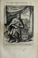 An illustration from Francisci Haraei Annales ducum seu principum Brabantiae totiusq. Belgii : tomi tres, quorum primo solius Brabantiae, secundo Belgii vniti principum res gestae, tertio Belgici tumultus, vsque ad indvcias anno M. DC. IX. pactas, enarrantur : cum dvcvm seu principvm imaginibus, et breui rerum per omnem Evropam illustrium narratione (1623)