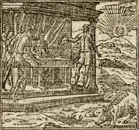 An illustration from Francisci Sanctii Brocensis in inclyta Salmaticensi Academia rhetoricae Graecaeque linguae professoris Comment. in And. Alciati emblemata : nunc denuo multis in locis accurate recognita, & quamplurimis figuris illustrata : cum indice copiosissimo (1573)