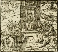 An illustration from Francisci Sanctii Brocensis in inclyta Salmaticensi Academia rhetoricae Graecaeque linguae professoris Comment. in And. Alciati emblemata : nunc denuo multis in locis accurate recognita, & quamplurimis figuris illustrata : cum indice copiosissimo (1573)