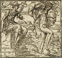 An illustration from Francisci Sanctii Brocensis in inclyta Salmaticensi Academia rhetoricae Graecaeque linguae professoris Comment. in And. Alciati emblemata : nunc denuo multis in locis accurate recognita, & quamplurimis figuris illustrata : cum indice copiosissimo (1573)