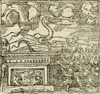An illustration from Francisci Sanctii Brocensis in inclyta Salmaticensi Academia rhetoricae Graecaeque linguae professoris Comment. in And. Alciati emblemata : nunc denuo multis in locis accurate recognita, & quamplurimis figuris illustrata : cum indice copiosissimo (1573)