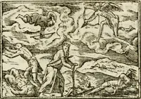 An illustration from Francisci Sanctii Brocensis in inclyta Salmaticensi Academia rhetoricae Graecaeque linguae professoris Comment. in And. Alciati emblemata : nunc denuo multis in locis accurate recognita, & quamplurimis figuris illustrata : cum indice copiosissimo (1573)
