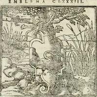 An illustration from Francisci Sanctii Brocensis in inclyta Salmaticensi Academia rhetoricae Graecaeque linguae professoris Comment. in And. Alciati emblemata : nunc denuo multis in locis accurate recognita, & quamplurimis figuris illustrata : cum indice copiosissimo (1573)