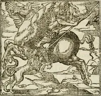 An illustration from Francisci Sanctii Brocensis in inclyta Salmaticensi Academia rhetoricae Graecaeque linguae professoris Comment. in And. Alciati emblemata : nunc denuo multis in locis accurate recognita, & quamplurimis figuris illustrata : cum indice copiosissimo (1573)