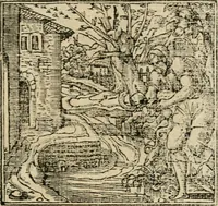 An illustration from Francisci Sanctii Brocensis in inclyta Salmaticensi Academia rhetoricae Graecaeque linguae professoris Comment. in And. Alciati emblemata : nunc denuo multis in locis accurate recognita, & quamplurimis figuris illustrata : cum indice copiosissimo (1573)