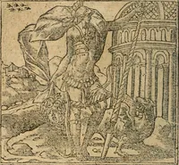 An illustration from Francisci Sanctii Brocensis In inclyta Salmaticensi Academia Rhetoricæ, Graecæque linguæ professoris Comment. in And. Alciati Emblemata : nunc denuò multis in locis accuratè recognita, & quamplurimis figuris illustrata ; cum indice copiosissimo (1573)