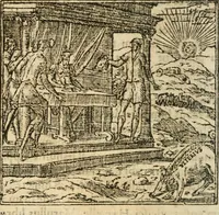 An illustration from Francisci Sanctii Brocensis In inclyta Salmaticensi Academia Rhetoricæ, Graecæque linguæ professoris Comment. in And. Alciati Emblemata : nunc denuò multis in locis accuratè recognita, & quamplurimis figuris illustrata ; cum indice copiosissimo (1573)