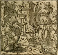 An illustration from Francisci Sanctii Brocensis In inclyta Salmaticensi Academia Rhetoricæ, Graecæque linguæ professoris Comment. in And. Alciati Emblemata : nunc denuò multis in locis accuratè recognita, & quamplurimis figuris illustrata ; cum indice copiosissimo (1573)