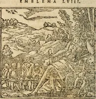 An illustration from Francisci Sanctii Brocensis In inclyta Salmaticensi Academia Rhetoricæ, Graecæque linguæ professoris Comment. in And. Alciati Emblemata : nunc denuò multis in locis accuratè recognita, & quamplurimis figuris illustrata ; cum indice copiosissimo (1573)