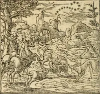 An illustration from Francisci Sanctii Brocensis In inclyta Salmaticensi Academia Rhetoricæ, Graecæque linguæ professoris Comment. in And. Alciati Emblemata : nunc denuò multis in locis accuratè recognita, & quamplurimis figuris illustrata ; cum indice copiosissimo (1573)