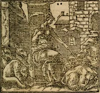 An illustration from Francisci Sanctii Brocensis In inclyta Salmaticensi Academia Rhetoricæ, Graecæque linguæ professoris Comment. in And. Alciati Emblemata : nunc denuò multis in locis accuratè recognita, & quamplurimis figuris illustrata ; cum indice copiosissimo (1573)