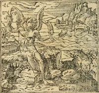 An illustration from Francisci Sanctii Brocensis In inclyta Salmaticensi Academia Rhetoricæ, Graecæque linguæ professoris Comment. in And. Alciati Emblemata : nunc denuò multis in locis accuratè recognita, & quamplurimis figuris illustrata ; cum indice copiosissimo (1573)