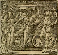 An illustration from Francisci Sanctii Brocensis In inclyta Salmaticensi Academia Rhetoricæ, Graecæque linguæ professoris Comment. in And. Alciati Emblemata : nunc denuò multis in locis accuratè recognita, & quamplurimis figuris illustrata ; cum indice copiosissimo (1573)