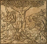 An illustration from Francisci Sanctii Brocensis In inclyta Salmaticensi Academia Rhetoricæ, Graecæque linguæ professoris Comment. in And. Alciati Emblemata : nunc denuò multis in locis accuratè recognita, & quamplurimis figuris illustrata ; cum indice copiosissimo (1573)