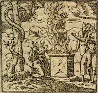An illustration from Francisci Sanctii Brocensis In inclyta Salmaticensi Academia Rhetoricæ, Graecæque linguæ professoris Comment. in And. Alciati Emblemata : nunc denuò multis in locis accuratè recognita, & quamplurimis figuris illustrata ; cum indice copiosissimo (1573)