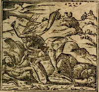 An illustration from Francisci Sanctii Brocensis In inclyta Salmaticensi Academia Rhetoricæ, Graecæque linguæ professoris Comment. in And. Alciati Emblemata : nunc denuò multis in locis accuratè recognita, & quamplurimis figuris illustrata ; cum indice copiosissimo (1573)