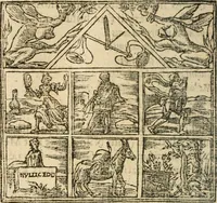 An illustration from Francisci Sanctii Brocensis In inclyta Salmaticensi Academia Rhetoricæ, Graecæque linguæ professoris Comment. in And. Alciati Emblemata : nunc denuò multis in locis accuratè recognita, & quamplurimis figuris illustrata ; cum indice copiosissimo (1573)
