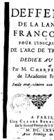 An illustration from Deffence de la langue françoise, pour l'inscription de l'Arc de triomphe [microforme] (1676)