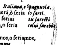 An illustration from La novissima grammatica delle tré lingue italiana, franzese e spagnuola [microform] (1664)