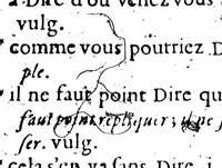 An illustration from Curiositez françoise, pour supplement aux dictionnaires; ou, Recueil de plusieurs belles proprietez, avec une infinté de proverbes & quolibets, pour l'explication de toutes sortes de livres [microforme] (1640)