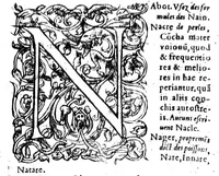 An illustration from Dictionnaire françois latin, auquel les mots françois, avec les manières d'user d'iceulx, sont tournez en latin [microforme] (1564)