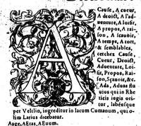 An illustration from Dictionnaire françois latin, auquel les mots françois, avec les manières d'user d'iceulx, sont tournez en latin [microforme] (1564)