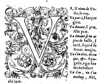An illustration from Dictionnaire françois latin, auquel les mots françois, avec les manières d'user d'iceulx, sont tournez en latin [microforme] (1564)
