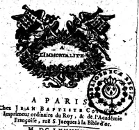 Picture 2 of 58 from Remarques et decisions de l'Académie Françoise [microforme] (1698), leaf 1