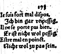 An illustration from Synonymes. C'est à dire plusieurs propos, porpres tant en escrivant qu'en parlant, tirez quasi tous à un mesme sens pour monstrer la richesse de la langue françoise [microforme] (1569)