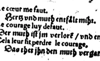 An illustration from Synonymes. C'est à dire plusieurs propos, porpres tant en escrivant qu'en parlant, tirez quasi tous à un mesme sens pour monstrer la richesse de la langue françoise [microforme] (1569)
