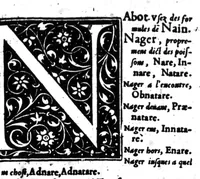 An illustration from Dictionnaire francois-latin, autrement dict, Les mots francois avec les manieres duser dideux, tournez en latin [microforme] (1549)