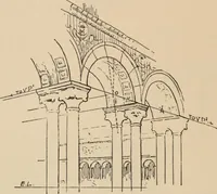 An illustration from Freehand perspective and sketching; principles and methods of expression in the pictorial representation of common objects, interiors, buildings and landscapes (1910)