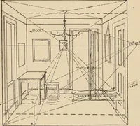 An illustration from Freehand perspective and sketching; principles and methods of expression in the pictorial representation of common objects, interiors, buildings and landscapes (1910)