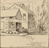 An illustration from Freehand perspective and sketching; principles and methods of expression in the pictorial representation of common objects, interiors, buildings and landscapes (1910)