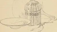 An illustration from Freehand perspective and sketching; principles and methods of expression in the pictorial representation of common objects, interiors, buildings and landscapes (1910)