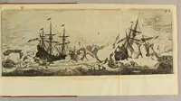 An illustration from Friderich Martens vom Hamburg Spitzbergische oder groenlandische Reise Beschreibung gethan im Jahr 1671. : Aus eigner Erfahrunge beschrieben, die dazu erforderte Figuren nach dem Leben selbst abgerissen, (so hierbey in Kupfferzusehen) und jetzo durch den Druck mitgetheilet (1675)