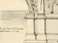 An illustration from Funeral hecho en Roma en la yglesia de Santiago delos españoles à 18 de diciembre de 1665 : a la gloriosa memoria del rei catolico delas Españas nuesro señor D. Felipe quarto el grande en nombre de la nacion española (1666)