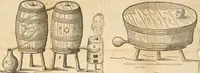 An illustration from Furni novi philosophici, sive, Descriptio artis destillatoriae novae : nec non spirituum, oleorum, florum, aliorumque medicamentorum illius beneficio, facilimâ quâdam & peculiari viâ è vegetabilibus, animalibus & mineralibus, conficiendorum & quidem magno cum lucro; agens quoque de illorum usu tàm chymico quàm medico (1651)