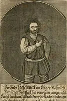 An illustration from Fürtreffliches Denck-Mahl der göttlichen Regierung bewiesen an der uhralten höchst-berühmten Antiquität des Klosters zu S. Michaëlis in Lüneburg, der in dem hohen Alter daselbst gestandenen güldenen Taffel, und anderer Kostbarkeiten : wie der gerechte Gott dero Räuber gantz wunderbarlich entdecket, zugleich viele begangene zuvor gantz unerforschliche Kirchen-Räubereyen und Diebstähle ans licht gebracht ... (1700)