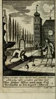An illustration from Futer über die Mirantische Maul-Trummel Oder Begriff In welchem der jetzigen Welt thorechtes/ von ihr aber gar schön vermeintes Beginnen in Lateinisch und Teutsche Elegien/ samt schönen Sinnbildern/ und neuen Melodeyen ... an den Tag gegeben wird (1699)
