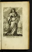 An illustration from Gallerye der uitmuntende vrouwen : of der zelver deugden en ondeugden, in byschriften en sneldichten, vertoond, met verklaaringen konstplaaten verrijkt (1690)