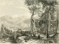 An illustration from The gallery of modern British artists; consisting of a series of engravings from works of the most eminent artists of the day, including Messrs. Turner, Roberts, Harding, Clennel, Dewint, Austin, Messrs. Stanfield, Bonnington, Prout, Cattermole, C. Fielding, Cox, &c. &c (1834)