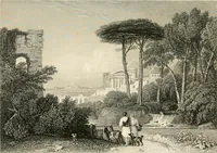 An illustration from The gallery of modern British artists; consisting of a series of engravings from works of the most eminent artists of the day, including Messrs. Turner, Roberts, Harding, Clennel, Dewint, Austin, Messrs. Stanfield, Bonnington, Prout, Cattermole, C. Fielding, Cox, &c. &c (1834)